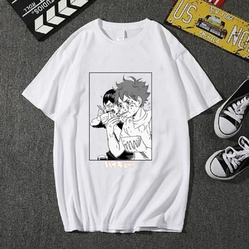 Haikyuu Smešno Risanka Graphic Majica s kratkimi rokavi Moški Modni Japonski Anime T-shirt Poletne Ulične Tshirt Vrh Tees Moški