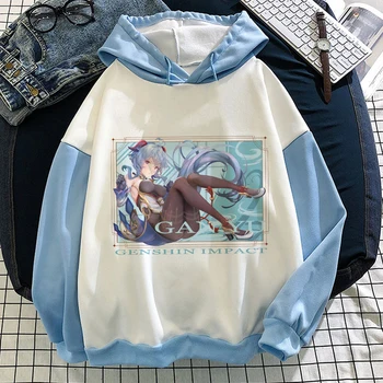 Harajuku Genshin Vpliv Japonski Grafični Anime Hoodie Zimski Ženski Kawaii GANYU Oblačila Majica Dolg Rokav Modni pulover s kapuco