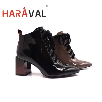 HARAVAL Nove Modne Ženske Gleženj Chelsea Škornji Škornji čevlji za Pomlad Jesen Nizkih petah Pravega usnja ženske čevlje Čevlji Tovarne E34
