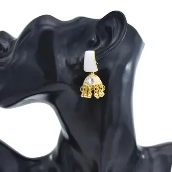 Indijski Palace Zvonovi Tassel Uhani za Ženske Boho Akrilna Crystal Beaded Izjavo Uhan Poročne Arabski svate Nakit