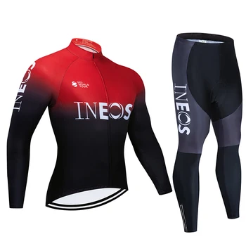 INEOS 2020 Pomlad jesen Long sleeve Kolesarjenje Jersey Set Moških MTB Kolo Oblačila prostem Kolo Jersey Dihanje Maillot Ciclismo