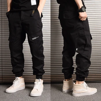 Japonski Modni Stil Ulične Moške Jeans Jogger Hlače Prikrivanje Vojaške Hlače Svoboden Velik Žep Tovora Hlače Hip Hop Hlače