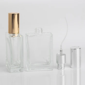 Jxcaih 1 Kos Kvadratnih 30Ml prozornega Stekla Spray ponovno napolniti Stekleničke Parfuma Kovinski Mister Prazno Potovalni Kozmetični Posodo