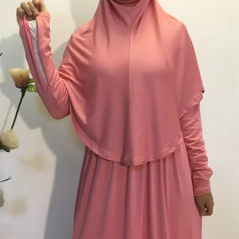 KALNEMOS Muslimansko Obleko Maxi Jeseni Leta 2020 Dolgo Khimar Malezija turški Islamske Čaščenja Haljo+hidžab Trdna Mleko Svilene arabski Oblačila