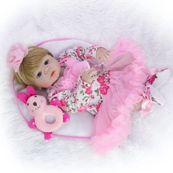 KEIUMI Lutke Realne 57 CM Prerojeni Baby Doll Veren Celotno Telo, Silikonski Pravi Dotik 23 palca Boneca Prerojeni Moda Igrače Za Dekle