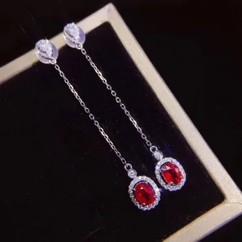 KJJEAXCMY boutique nakita 925 sterling srebro vdelan naravnih ruby gemstone ženski uhani podporo zaznavanja