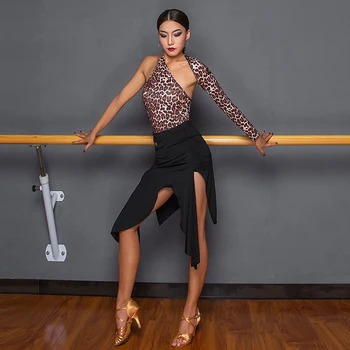 Latinsko Plesne Kostume Ženske 2020 Leopard Tiskanja Seksi Obleka Latin Dance Praksi Cha Cha Samba Rumba Uspešnosti Oblačila SL2791