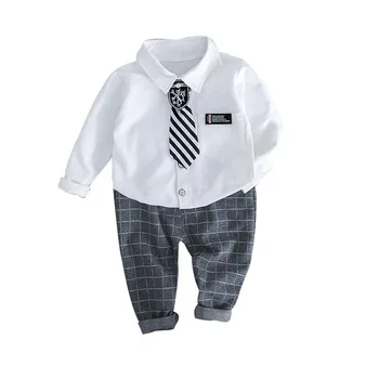 LazyChild Otrok Jeseni Obleka Boy Edition Z Devica Obleko Otrok Kravato Kul Dolgo sleeved Majico dvodelne Obleke
