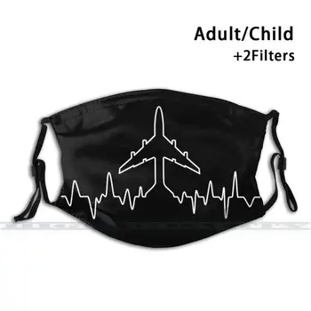 Letala Pilot Srčni Utrip Graf Stroj Za Večkratno Uporabo Trendy Usta, Obraz Maske Z Filtri Za Otroka Odraslih Pilotni Srčni Utrip Graf