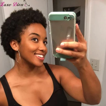 LUXEDIVA Brazilski Afro Kinky Kodraste Lasuljo 4 inch Kratek Človeških Las Lasulje Naravne Barve Remy Cheveux Človeških Las Lasulje Za Black Ženske