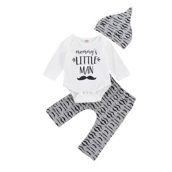 Ma&Baby 0-18 M Jeseni Novorojenega Dojenčka Baby Boy Oblačila, ki Long Sleeve Pismo Romper Hlače Klobuk Malčka Fant Obleke