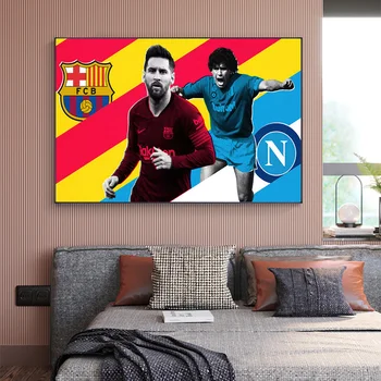 Messi in Diego Maradona Plakat Nogometni Igralec Umetnosti Maradona Sliko Tisk na Platno Plakat in Tiskanja za Dnevna Soba Dekoracijo