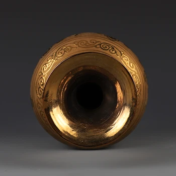 Ming Dinastija Xuande znamke leta gilded zlati zmaj vaza starine zbirateljstvo ornament starinsko porcelana