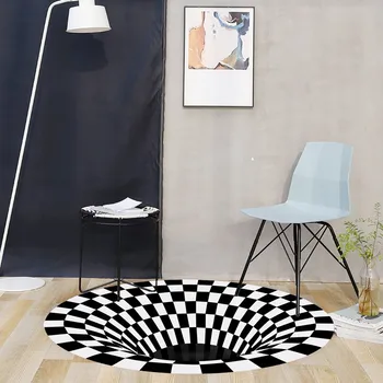 Moda Mandala Alfombra 3D Tri-dimenzionalni Black&White Stereo Vid Mat dnevne Sobe Preproga Čaj Tabela Kavč Iluzijo Preprogo