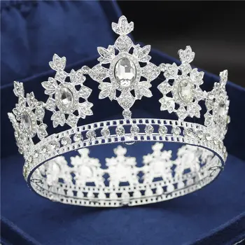 Moda Pageant Diadem Red Crystal Tiara in Krono Nosorogovo Krog Kraljica Kralj Glave nakit, Poročne Poročni Dodatki za Lase