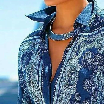 Moda Vrh za Ženske Plus Velikost Majice Retro Tiskanja Bluzo 2021 Ženske Bluze Lep River Ulične Letnik Dolgo Sleeve Majica