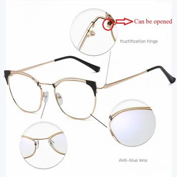 Moda za Ženske Kvadratnih Očal Okvir Kovinski Filter Blokira Računalnik Očala Zmanjšuje Zaščito pred Sevanjem Cat Eye Glasses Okvir