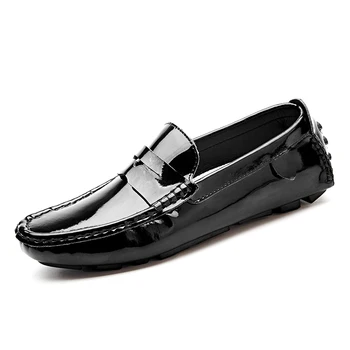 Moški peni loafers lakasto usnje moccasins burgundija velikost 47 46 45 vožnje čevlji moški 11 10.5 10 9.5 usnje loafers bela