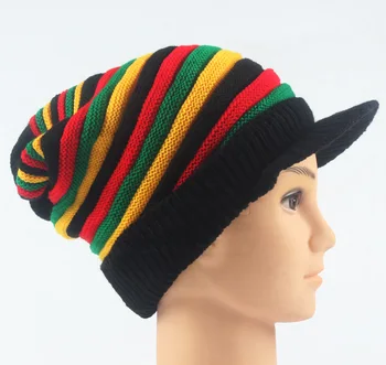 Multi-barvne Bob Marley Jamajka Rasta Beanie Klobuk Topla Kapa Zimska