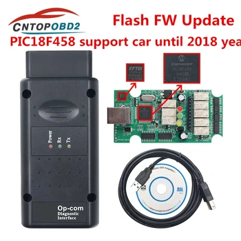 Najnovejši opcom V1.95 OP COM 2018 Za Opel PIC18F458 FTDI FT232RL Čip Lahko posodobitev flash OBD2 Diagnostično Orodje, CAN-BUS Code Reader