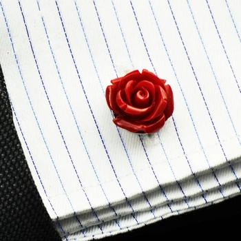 Nakit francoski majica Fashion zapestne gumbe za ženske blagovne Znamke Rdeče Rose Hlačnice povezavo na Debelo Gumb Visoke Kakovosti Poroko Moškega Darilo