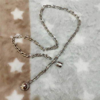 New York street fashion žensk žogo zaklepanje S925 Sterling srebrna ogrlica Original Luksuznih blagovnih znamk se Lahko razdeli zapestnice darilo