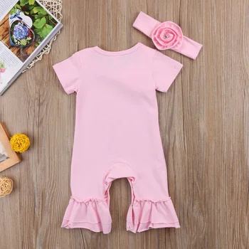 Newborn Baby Dekleta 3D Cvet Romper Jumpsuit+Glavo, Obleke, Oblačila