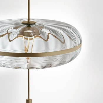 Nordijska post-moderno minimalistično vode valovanje ovalne steklen pokrov baker spalnica svetlobno razkošje jedilnico, dnevna soba lestenec