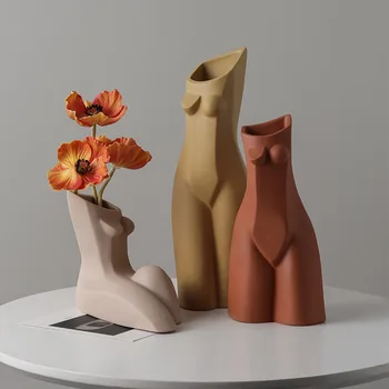 Nordijska povzetek ustvarjalna body art geometrijske vaza sodobno minimalistično dnevna soba cvetlični aranžma cvet doma dekor keramične vaze
