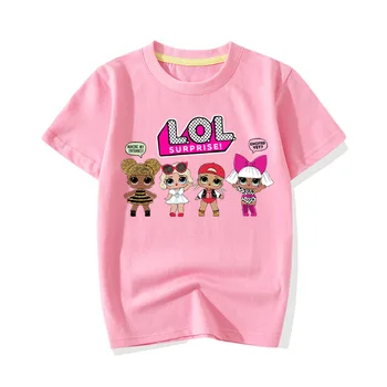 Nove otroške Risanke LOL Oblačila, Otroci, Dekleta T Shirt LOL Presenečenje lutka Tiskanja Kratek Rokav Baby Dekleta T-majice Bombaž