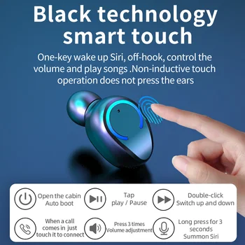 Novi 5.1 tretje generacije Bluetooth slušalke 9D panoramski zvoka za zmanjšanje hrupa nepremočljiva smart prstnih dotik slušalke.