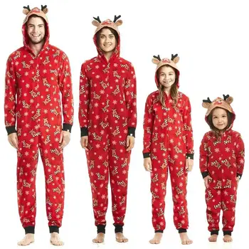 Novi Družinski Ujemanje Pižame Odrasli Otroci Baby Matchint Obleke 2020 Božič Rdeče Srčkan Sneg Jelena Romper Jumpsuits Darilo
