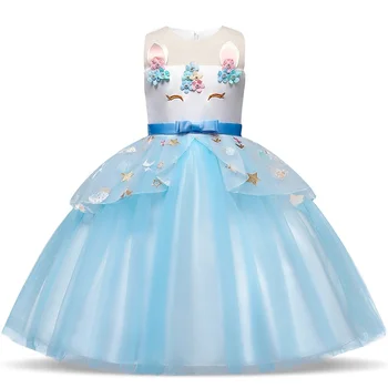 Novo Samorog Obleko Otroci Obleke Za Dekleta Elegantno Princesa Stranka Žogo Obleke Oblačenja Otrok Baby Dekle Kostum Fantasia Infantil