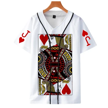 Novost Poker Baseball Majica 3D Moški/ženske Poletje Kratka majica s kratkimi rokavi Moški Oblačila Fantje/dekleta Kratek Rokav Kul Tshirts Bombaž