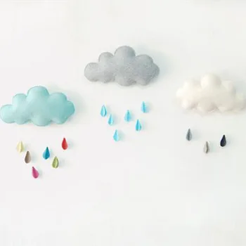 Oblak Plišaste Igrače 33x18cm z dežne kaplje 3D Oblak Dekoracijo Sten za Otroke, Soba Šotor Visi Darila Obesek Fotografija Rekviziti