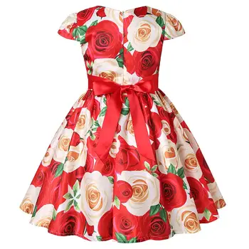 Obleko za Dekle Leta 2020 Poletje Otroci Oblačila Cvjetnim Natisne Loka Dekor Princesa Obleko Cvetlični Telovnik Obleke za Dekleta 2020 Najstniških