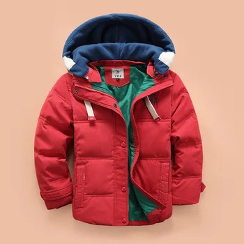 Otrok Navzdol Jakno 4-10T Let zimo otroci vrhnja oblačila fantje priložnostne toplo hooded suknjič za boy trdna fantje toplo coats