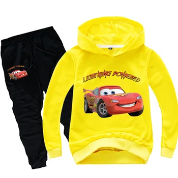 Otroke, Risanka Pixar Cars Strela McQueen Top Majica Hoodie Hlače 2pcs Nastavite Sportsuit Baby Boy Oblačila Dekle Obleke Obleko
