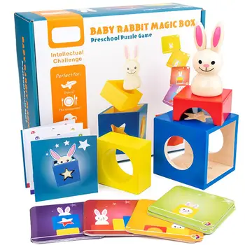 Otroška Ustvarjalna Magic Box Igrača s Kognitivno Kartico Peekaboo Igrača Zajec Boo Razvoj Izobraževalne Darilo za Otroke