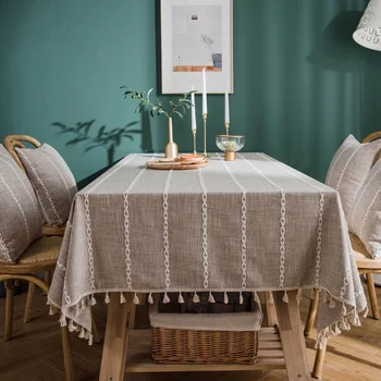 Pastorala dekorativne rjuhe z tassel vezene pravokotne siva/mizico krpo svate vrtna miza pokrov