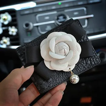 Pearl camellia srčkan avto vozniško dovoljenje tulec, vrečko za shranjevanje ženske ženske voznika usnje imetnik vozniškega