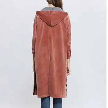 Plus Velikost Ženske Jarek Jeseni Korejski Debel Kožuh Jopico Hoodeds Dolg Rokav Windbreaker Coats Svoboden Ulične Vrhnja Oblačila 2020