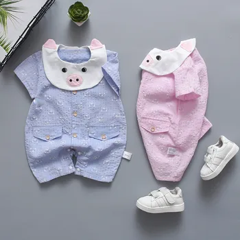 Poletje Newborn Baby Fantje Dekleta Kratkimi Rokavi Jumpsuit Prašičev Tiskanja igralne obleke poletje moda baby twins oblačila