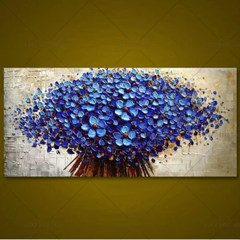 Povzetek Nož 3D Cvet Slike Doma Dekor Wall Art Ročno Poslikane Cvetje Oljna slika na Platnu vijolično Cvetlični Slike