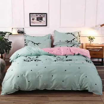 Preprosta postelja posteljnino roza zelene elk pike posteljnina nabor skandinavski slog družine Odeja kritje vzglavnik rjuhe kritje set aloe bombaž kralj