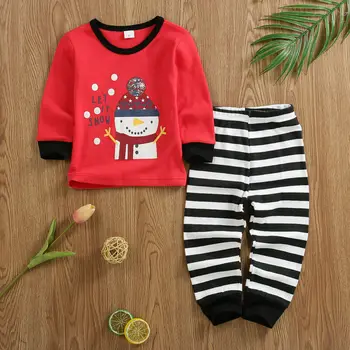 Priložnostne Fant Clorthes 2Pcs Božič Otrok Baby Girl Boy Oblačila Vrh Puloverji Hlače Xmas Obleko Set