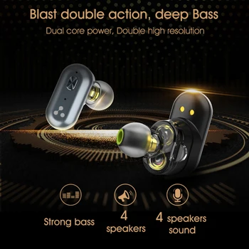 Prvotni SAMOGLASNIK S101 TWS bluetooth V5.0 bas slušalke brezžične slušalke za zmanjšanje hrupa ZLOG S101 Dvojno Dinamične Voznike