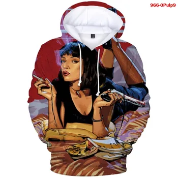 Pulp Fiction Tiskanje 3d Majica ženska Oblačila Harajuku Priložnostne Puloverju s Kapuco Moda Dolg Rokav Jeseni, Pozimi Celuloza Vrhovi