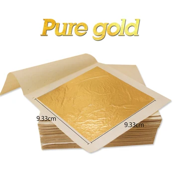 Pure Gold Leaf Užitno Zlato Listov Listov 50pcs 9.33x9.33 cm za Torto Dekoracijo Obrazno Masko Obrti Papir Gilding 24K Resnično Zlato Folijo