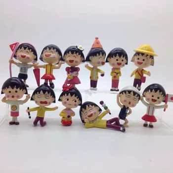 PVC 12 Stilov Srečno Leto Chibi Maruko Chan Dejanje Slika Obesek Keychain Anime Risanke Sakura Momoko Model Igrača Otroci Darilo